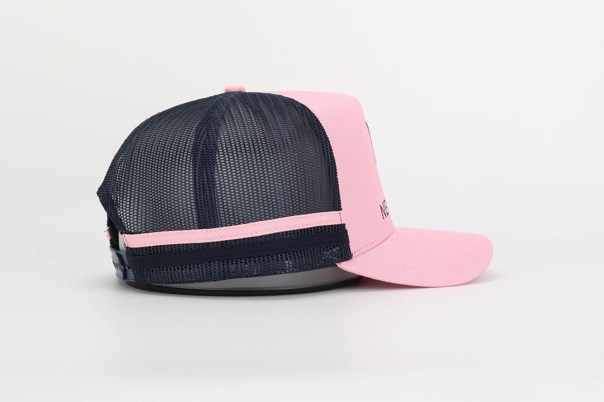 Neon Spur Logo Pink & Navy Stripe Trucker Hat