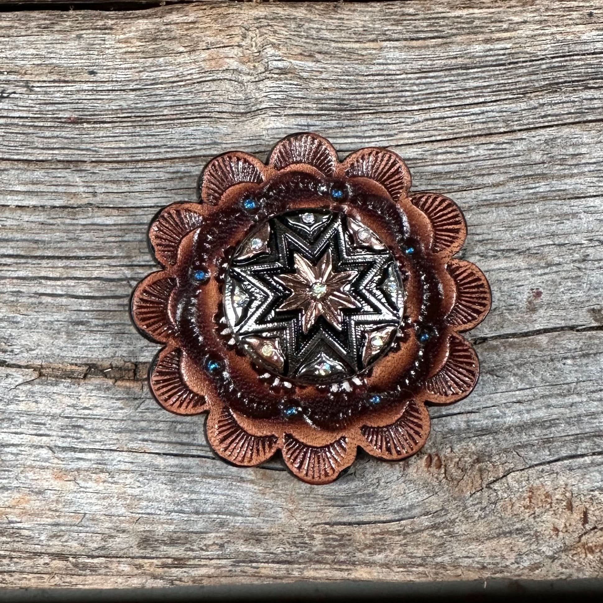 Starburst Antique Silver Western Concho W185