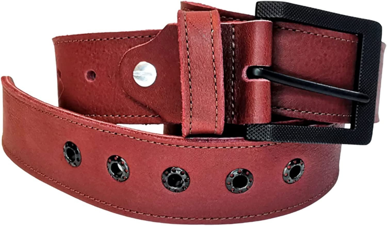 ELW Rustic Heavy Duty Full Grain Leather Belt for Men - Size 1.5”(3.8 cm) Wide & 32" to 46" Length