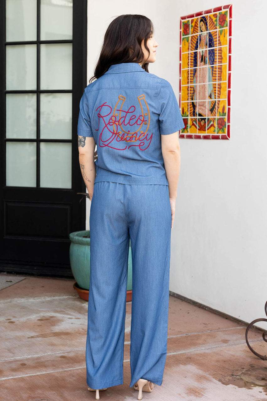 Denim Red Blouse - Camarillo Plains