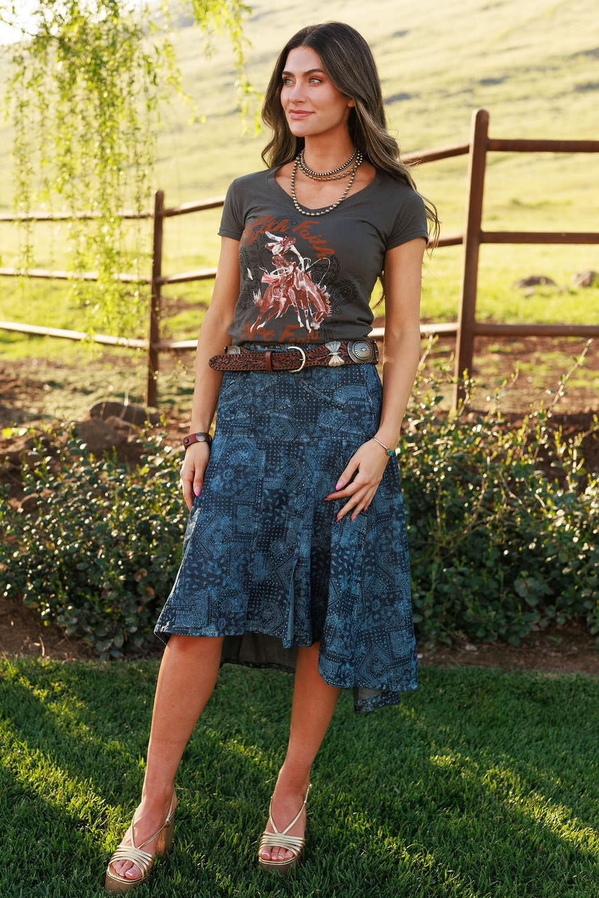 Denim Rose Skirt