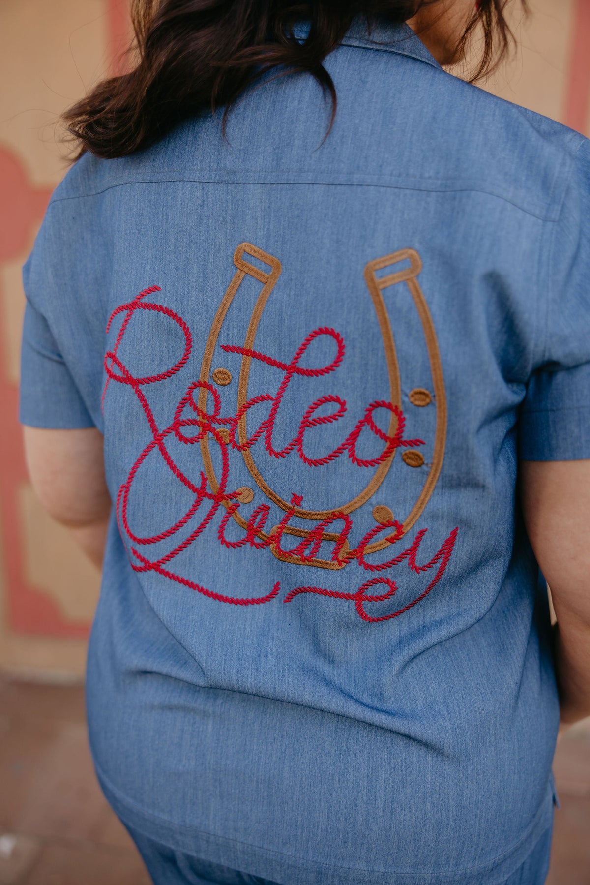 Denim Red Blouse - Camarillo Plains