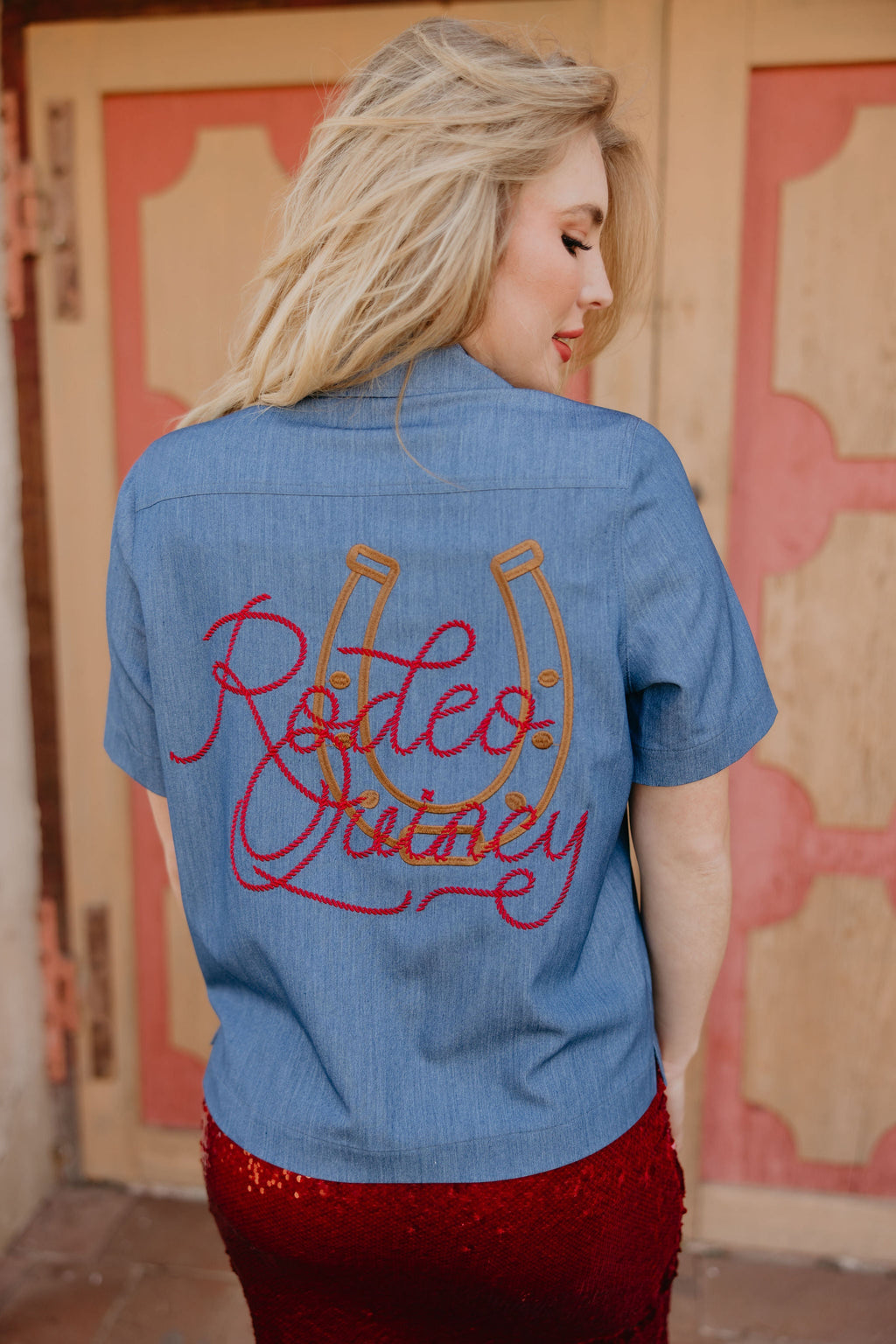 Denim Red Blouse - Camarillo Plains