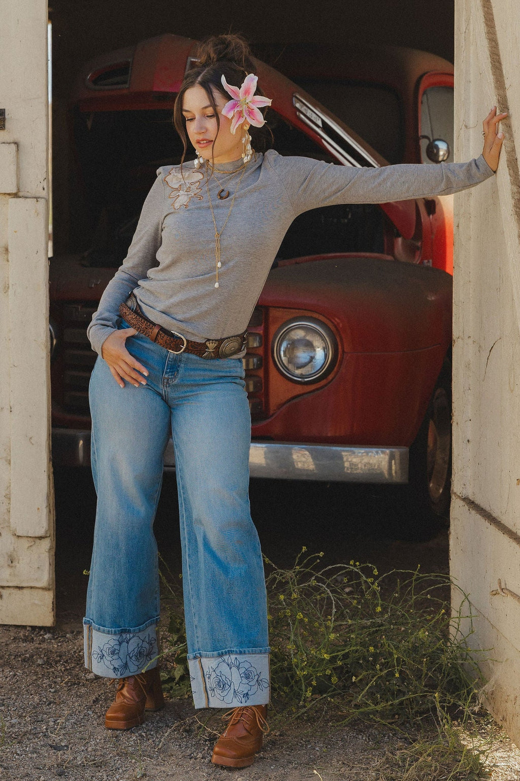 Rowdy Rose Cuff Jeans