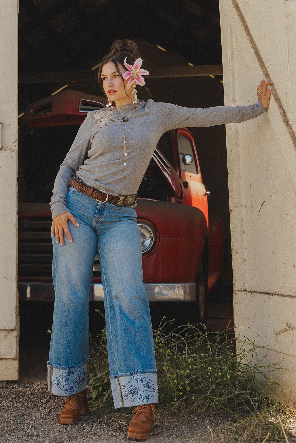 Rowdy Rose Cuff Jeans