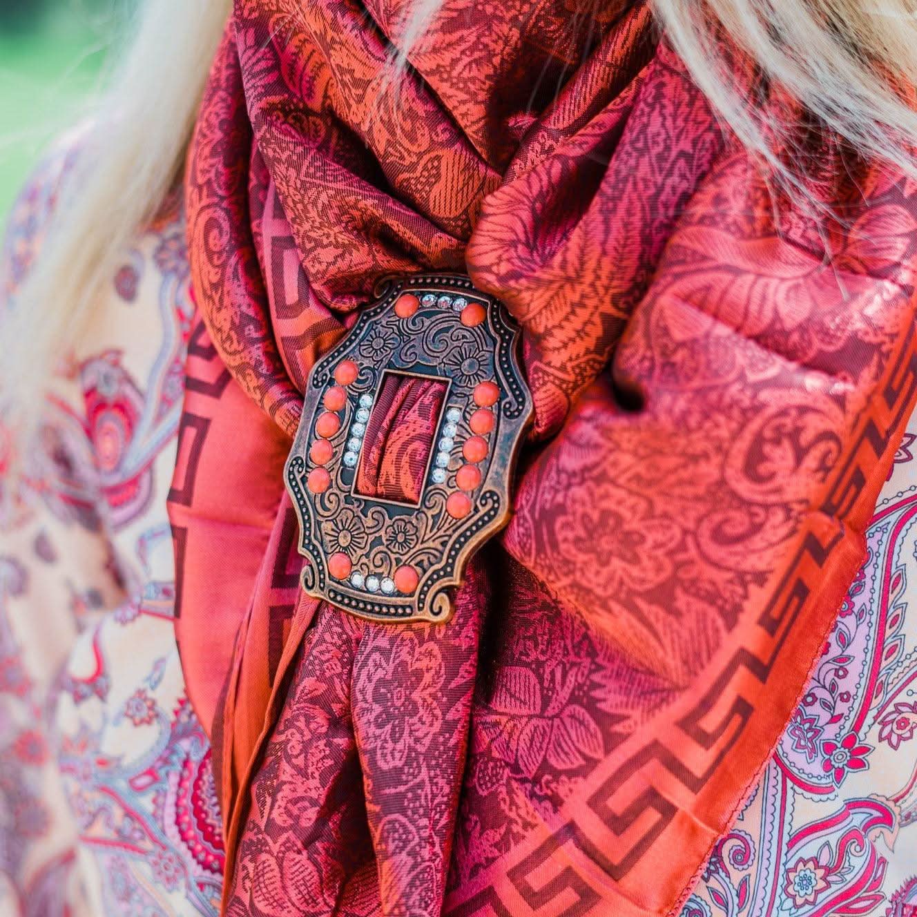 Extra Large Copper Coral and Clear Buckle Slide SCOCOCL