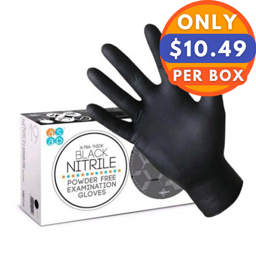ASAP Black Nitrile Gloves - Exam Grade, Powder Free (5 Mil), 1,000 Gloves - BOGO 20% OFF