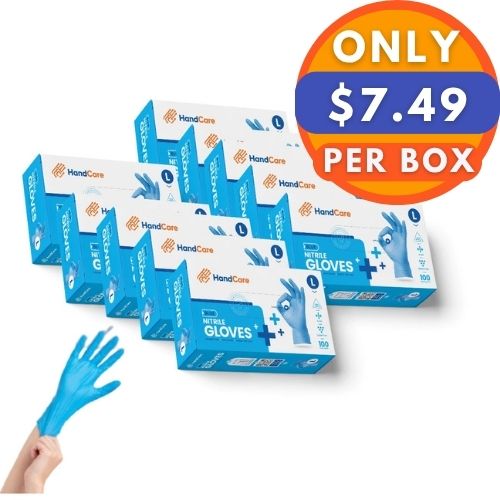HandCare Blue Nitrile Gloves - Exam Grade, Powder Free (4 Mil), 1,000 Gloves - BOGO 20% OFF
