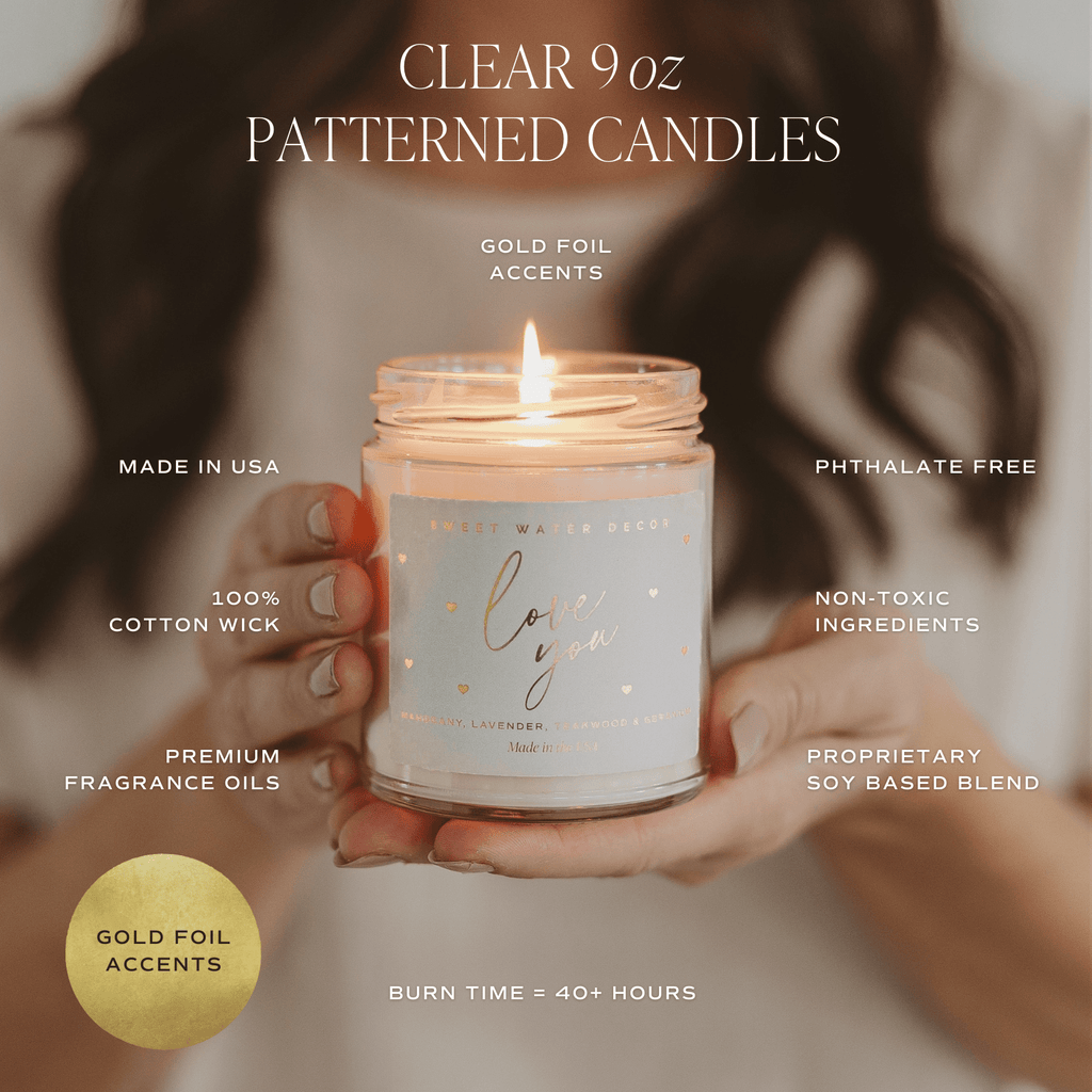 Coastal Lemon Soy Candle - Clear Patterned Jar - 9 oz