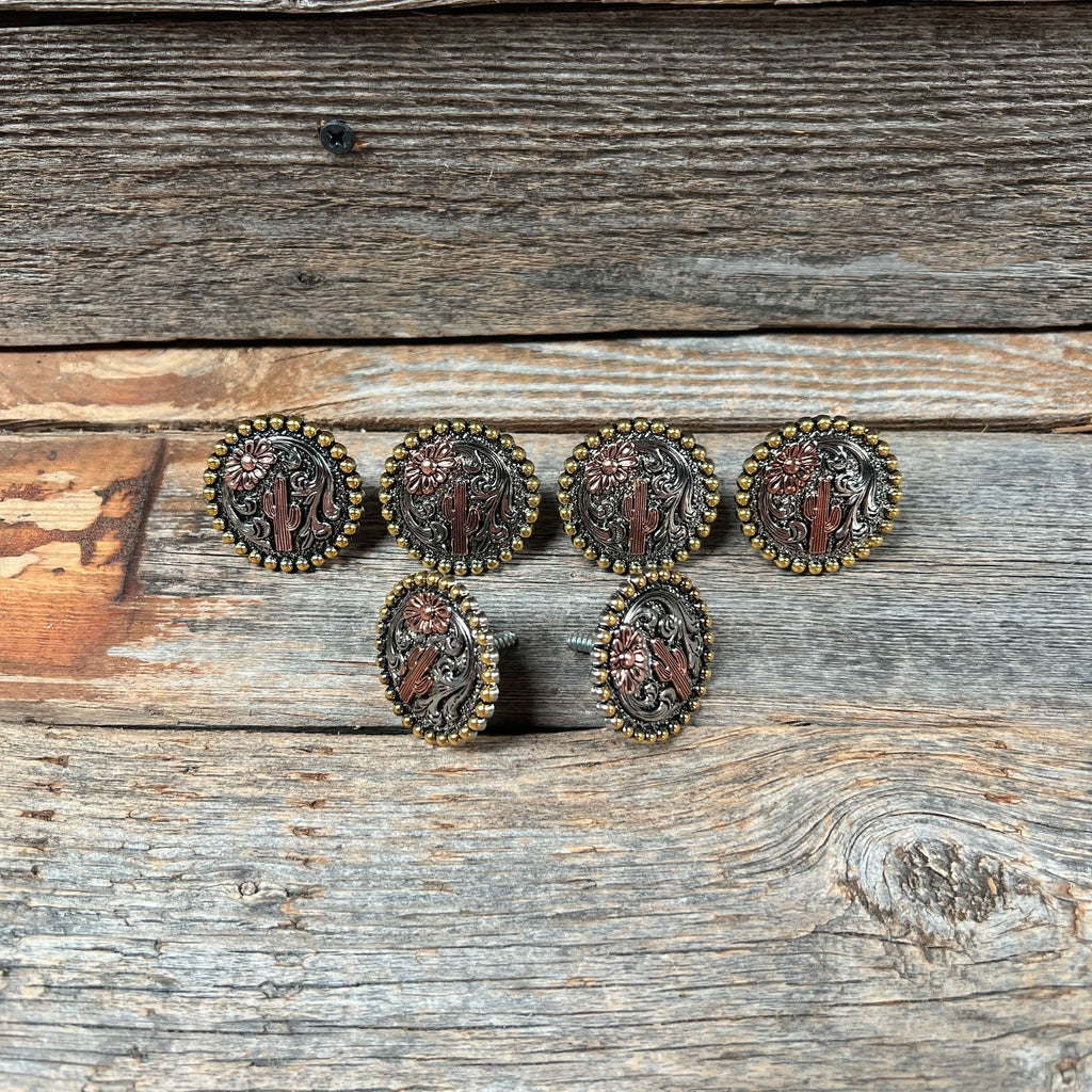 Cactus and Flower Western Concho W219