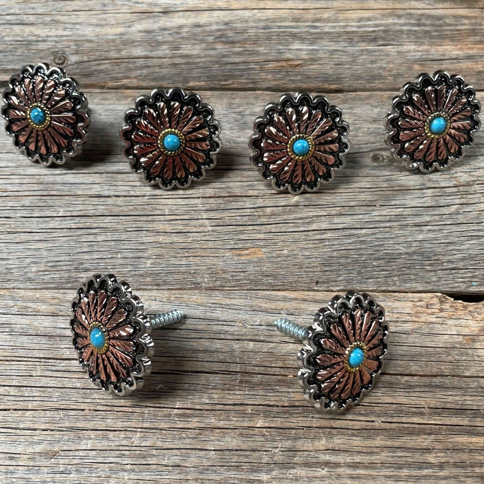 Antique Silver and Copper Floral Saddle Set SSW220L