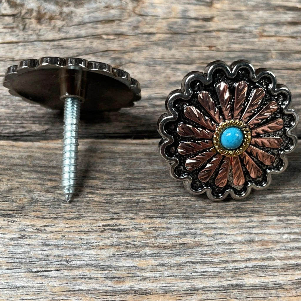 Antique Silver and Copper Floral Saddle Set SSW220L