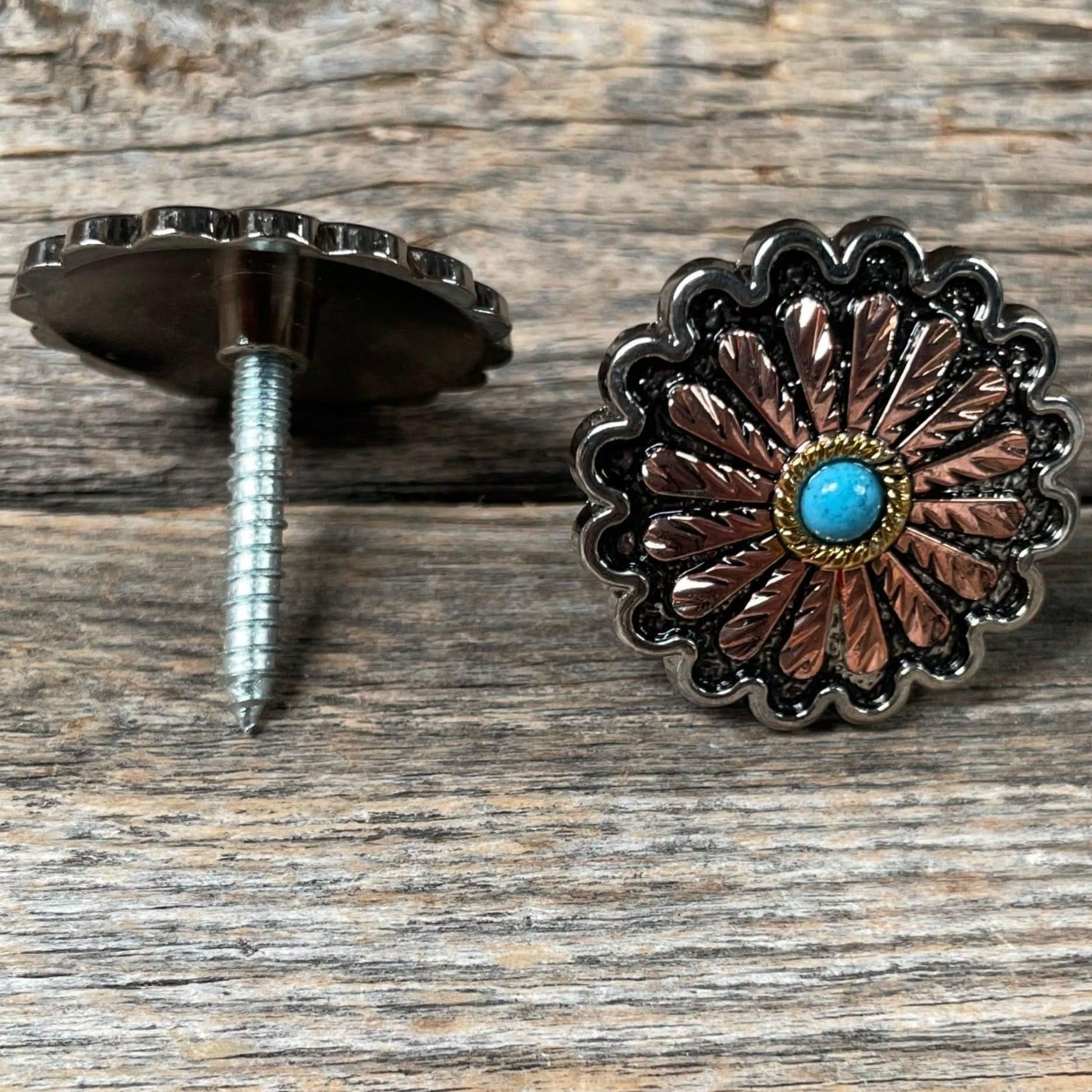 Antique Silver and Copper Floral Saddle Set SSW220L