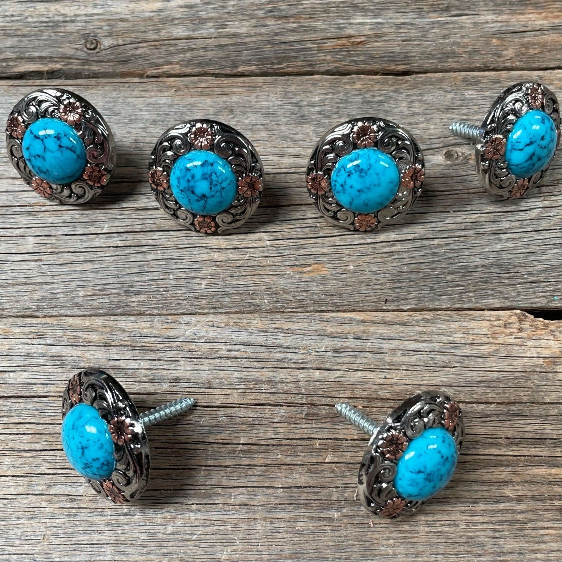 Antique Silver and Copper Turquoise Saddle Set SSW222L