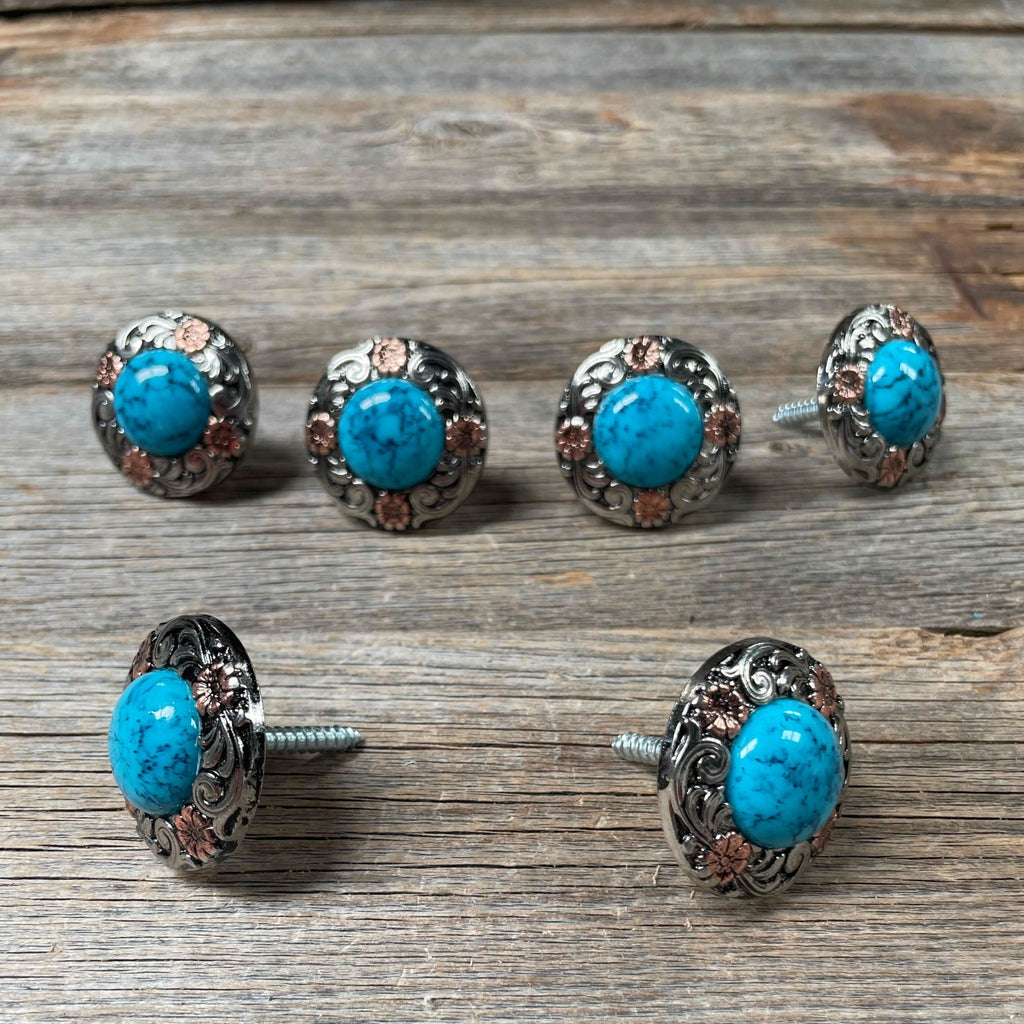 Antique Silver and Copper Turquoise Saddle Set SSW222L