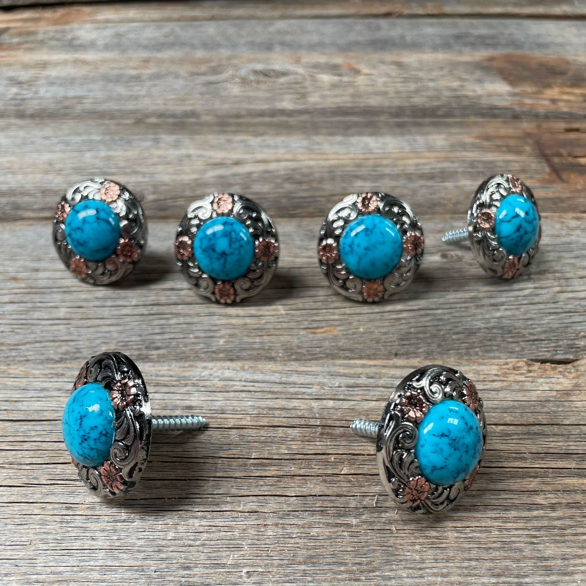 Antique Silver and Copper Turquoise Saddle Set SSW222L