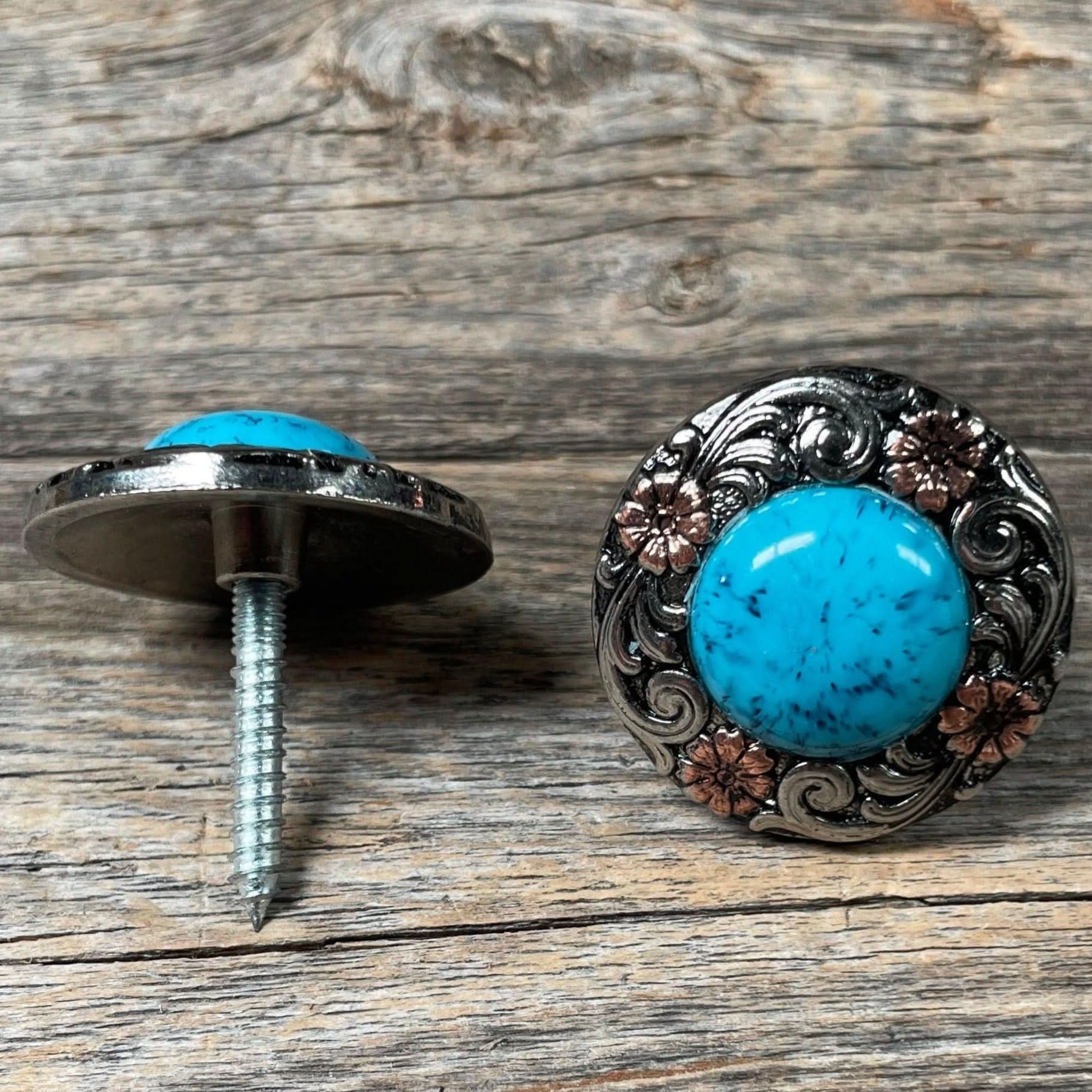 Antique Silver and Copper Turquoise Saddle Set SSW222L