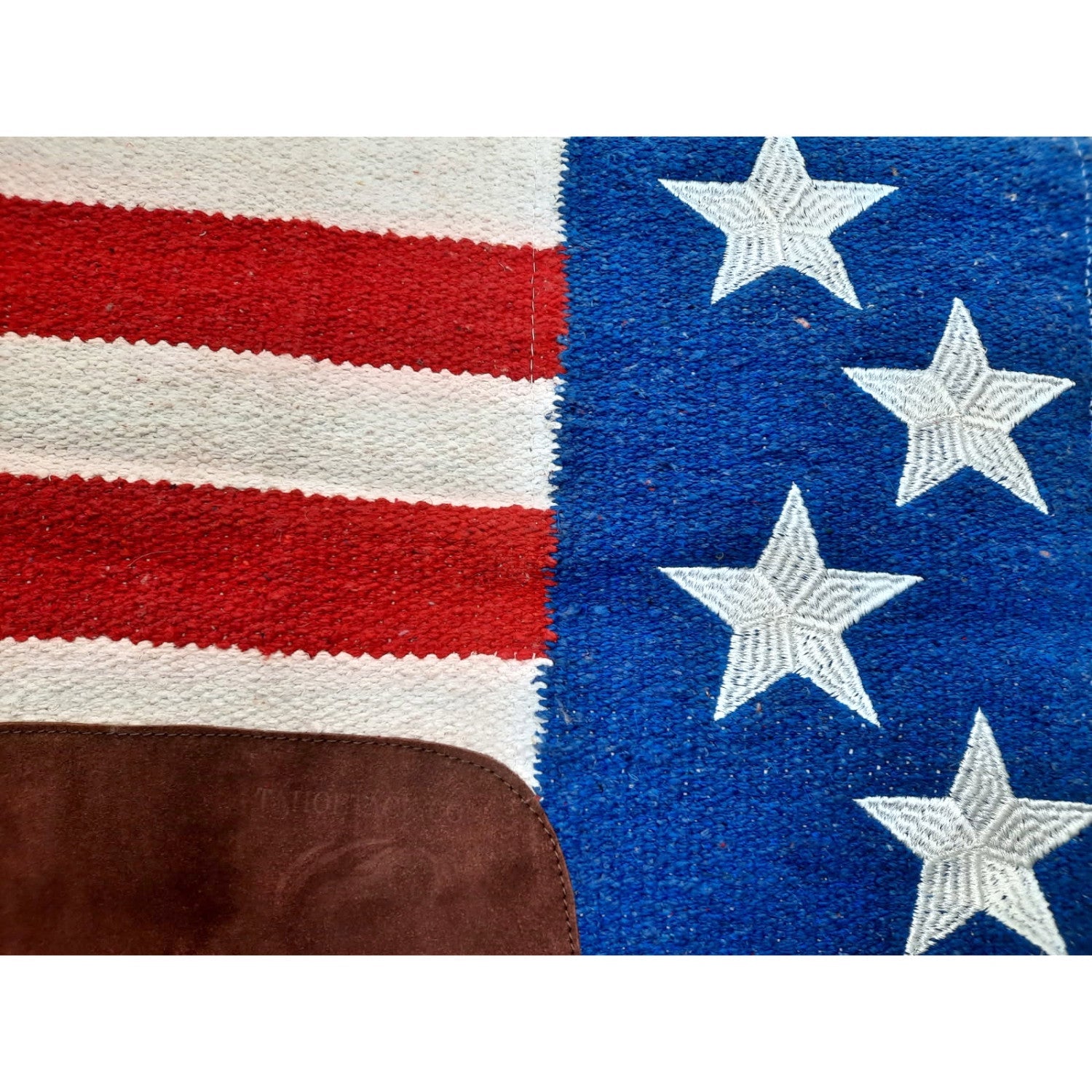 Tahoe Heritage: Liberty Peak Patriotic Stars & Stripes Cutback Saddle Pad – 32"x 30", 1.25" Thick, 3-Layer Shock-Absorbing Design, Fleece Lining, Suede Wear Leathers, Wither Relief Cutout