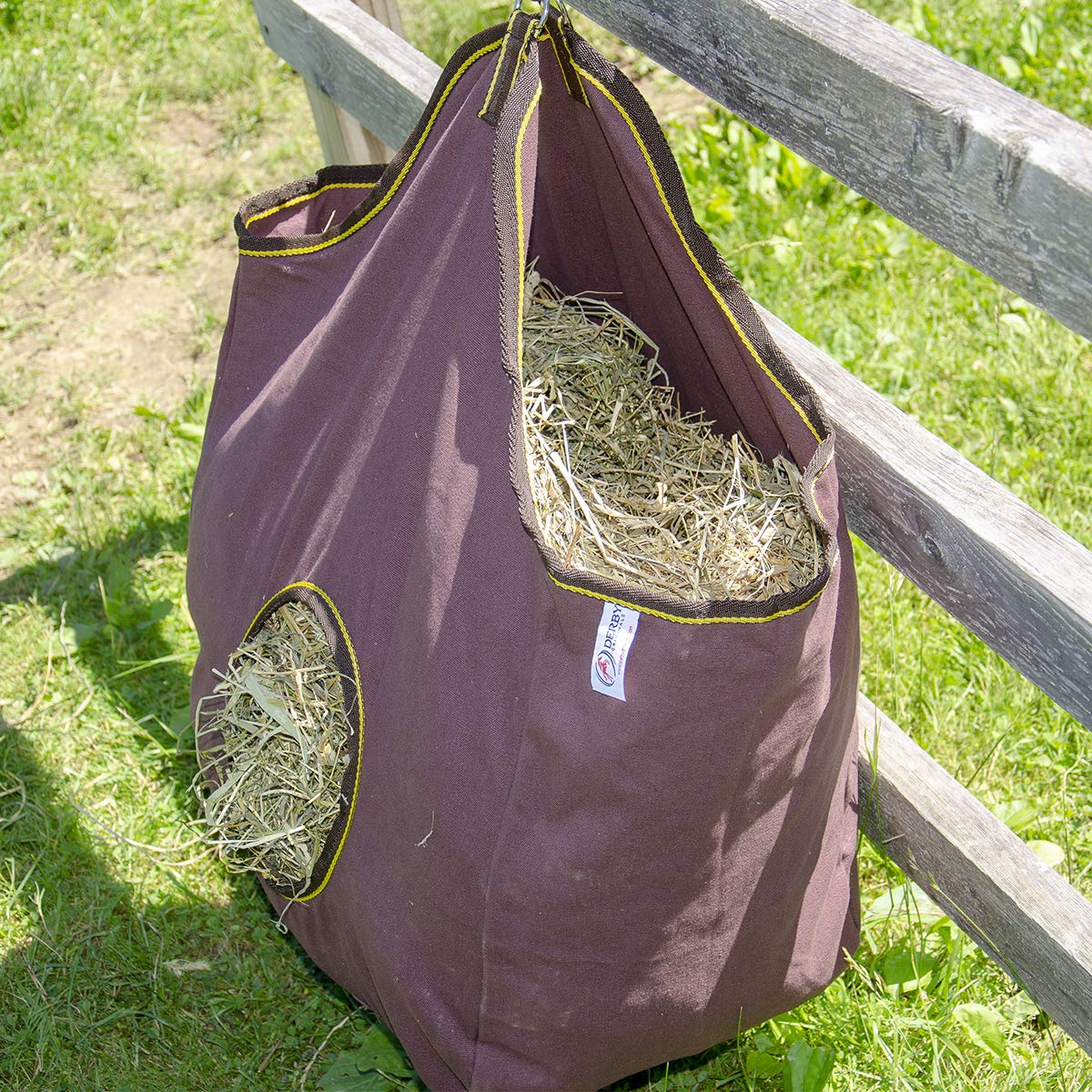 Tahoe Tack Pair of 2 Extra Wide 19" x 12" x 20" with 7" Diameter Circular Opening Canvas Hay Bags for Horses and Livestock Fits 3-4 Large Flakes of Hay