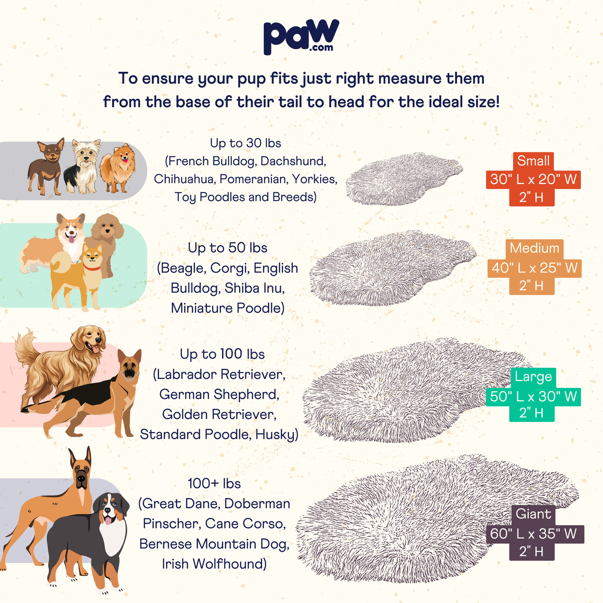 PupRug by Paw.com®  Faux Fur Orthopedic Dog Bed - Curve Midnight Black