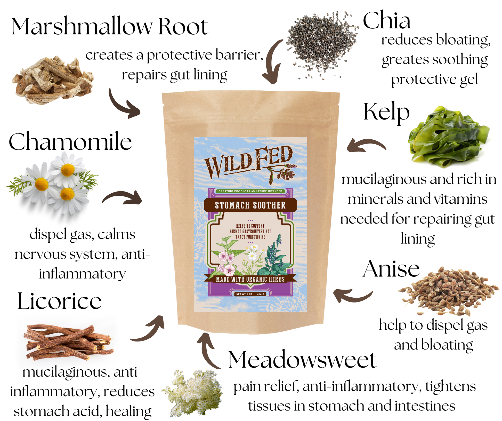 Wild Fed Horse Stomach Soother Organic Herbal Horse Supplement