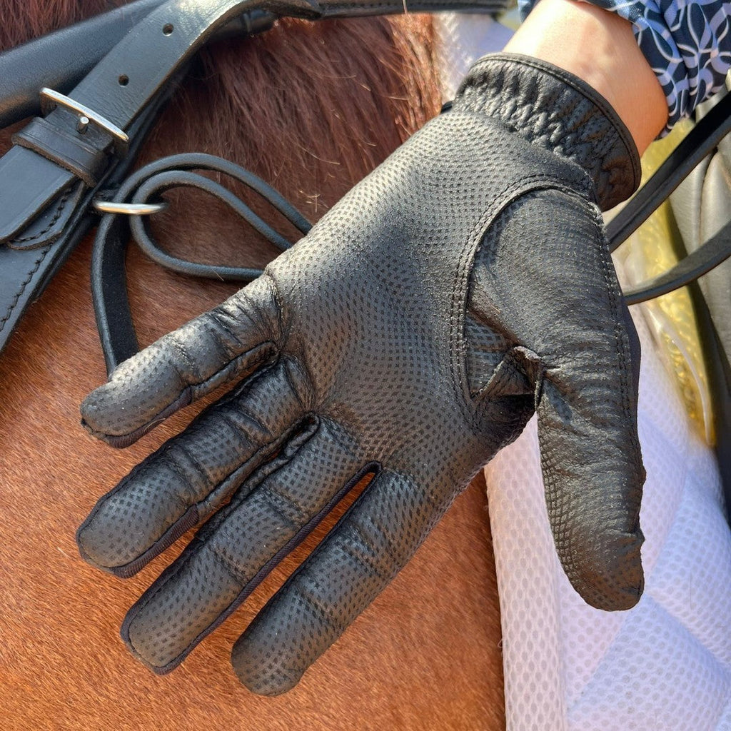 Tackified Copper Tech™️ Leather Premium Riding Glove in Black