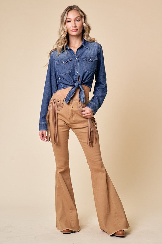 Tie Front Denim Shirt – Classic Western with a Girly Twist