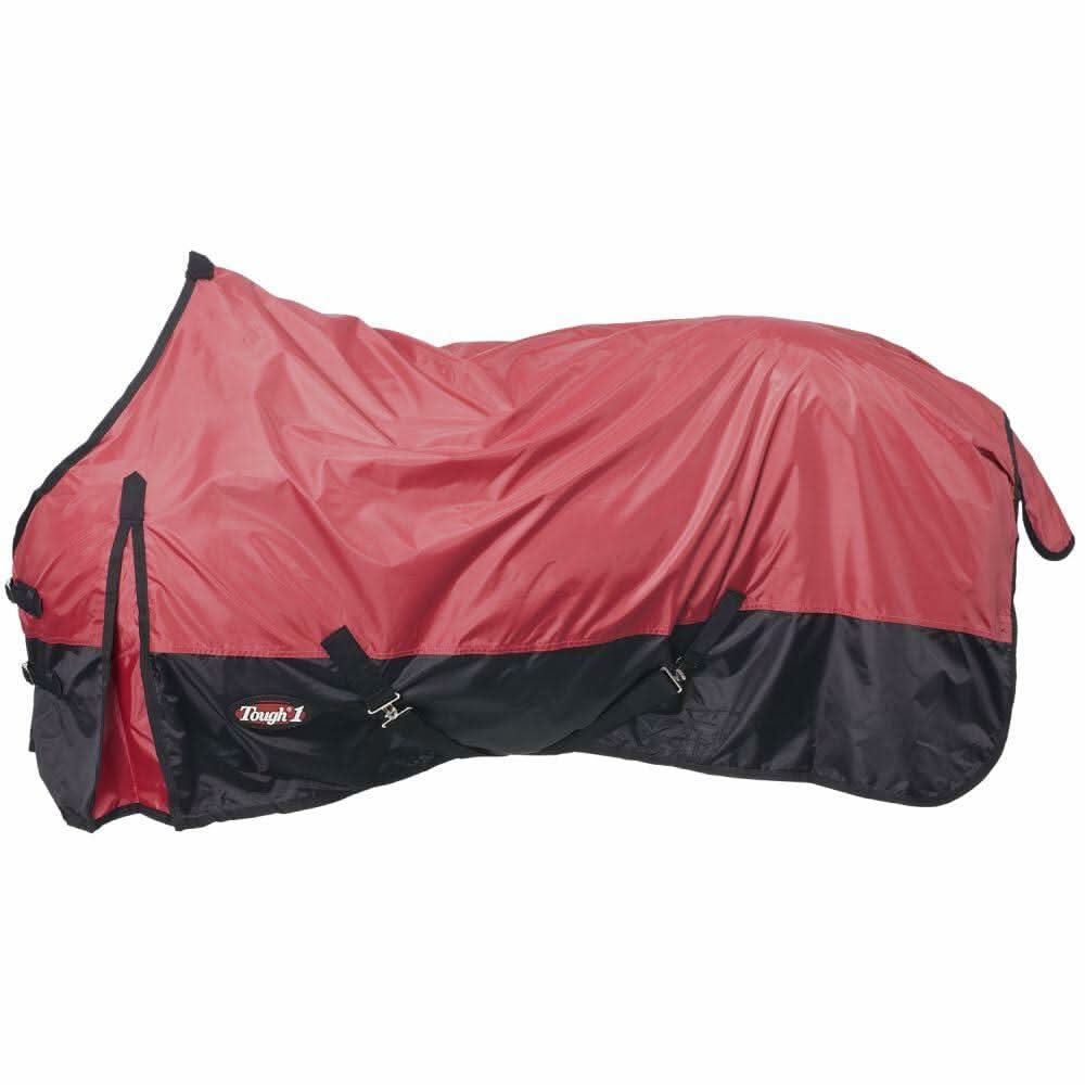 Tough-1 420 Denier Turnout Sheet – 81" Red | Lightweight Rain and Wind Protection for Horses