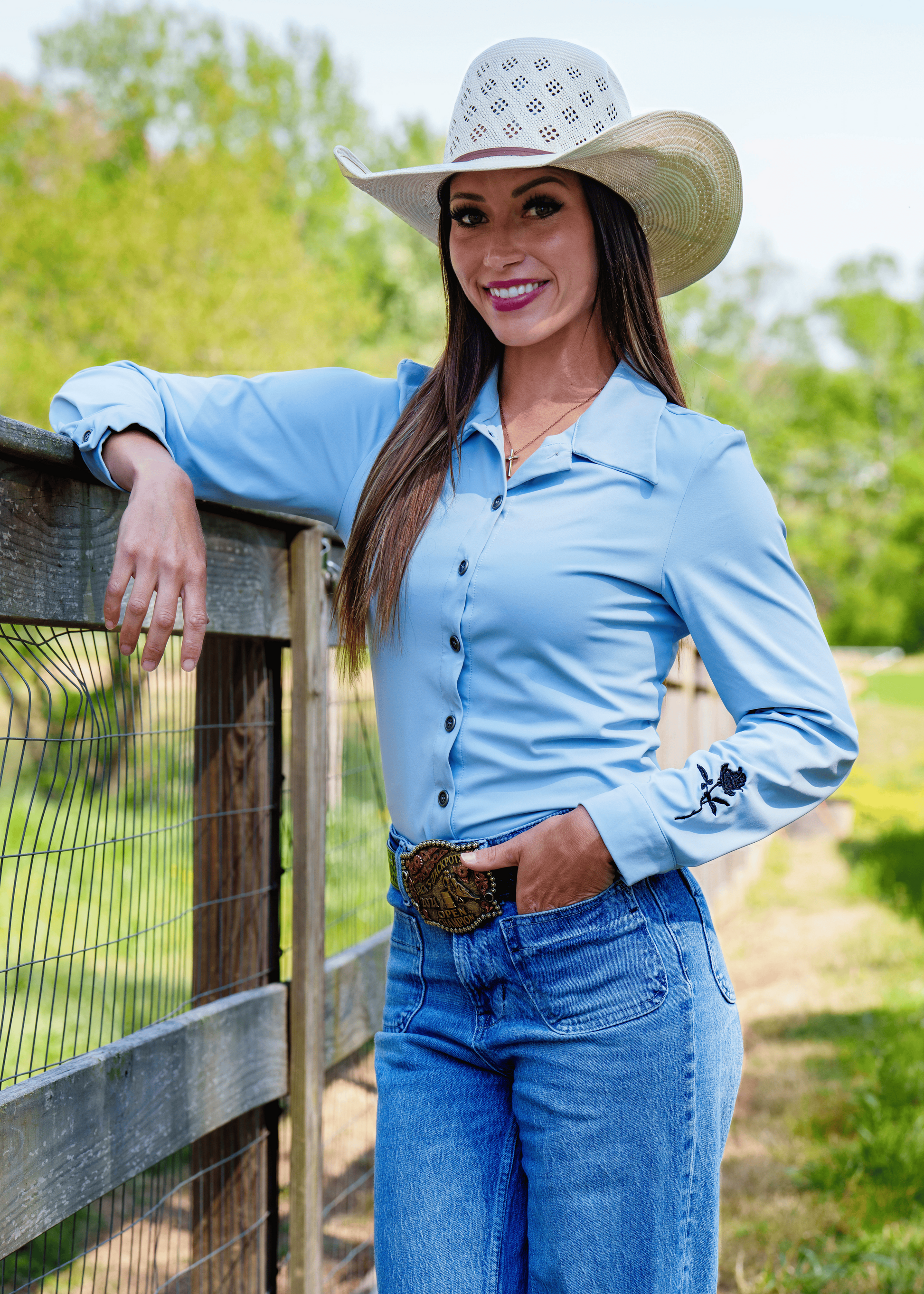 Dusty Blue Athletic Rodeo Shirt