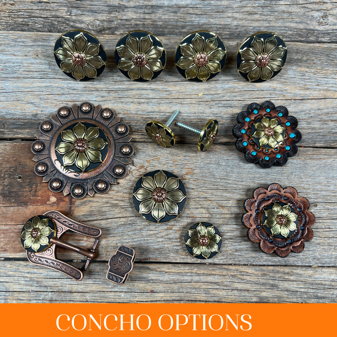 Black & Gold Sunflower Western Concho W125