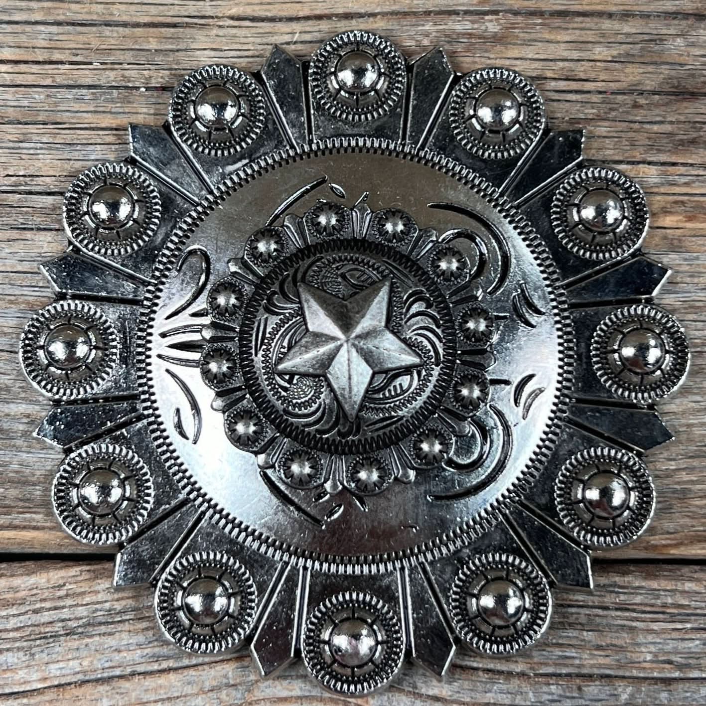 Antique Silver Star Western Concho W174