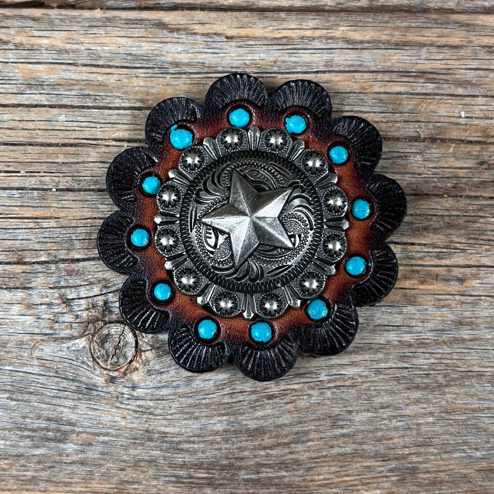 Antique Silver Star Western Concho W174