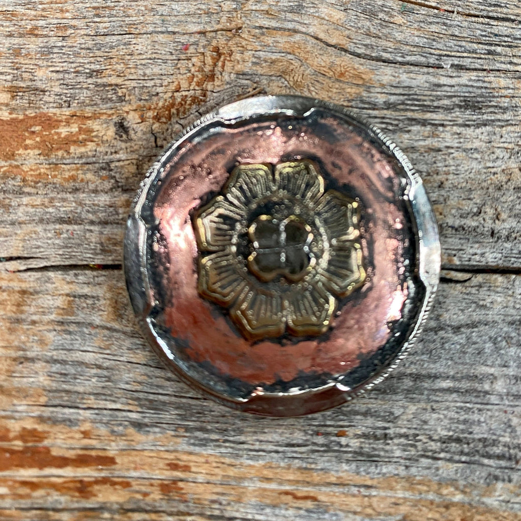Copper & Gold Flower Western Concho W192