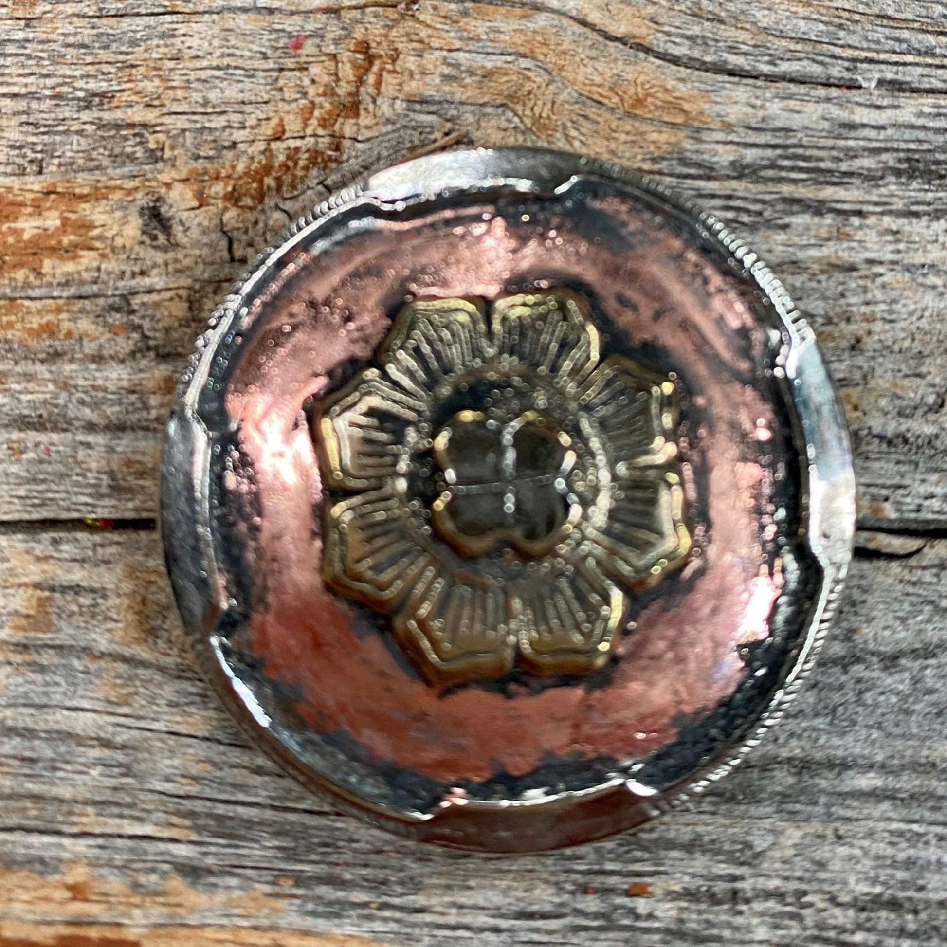 Copper & Gold Flower Western Concho W192