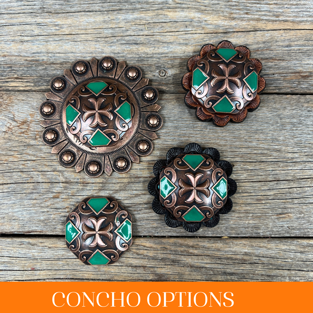 Copper Emerald Green Western Concho W209