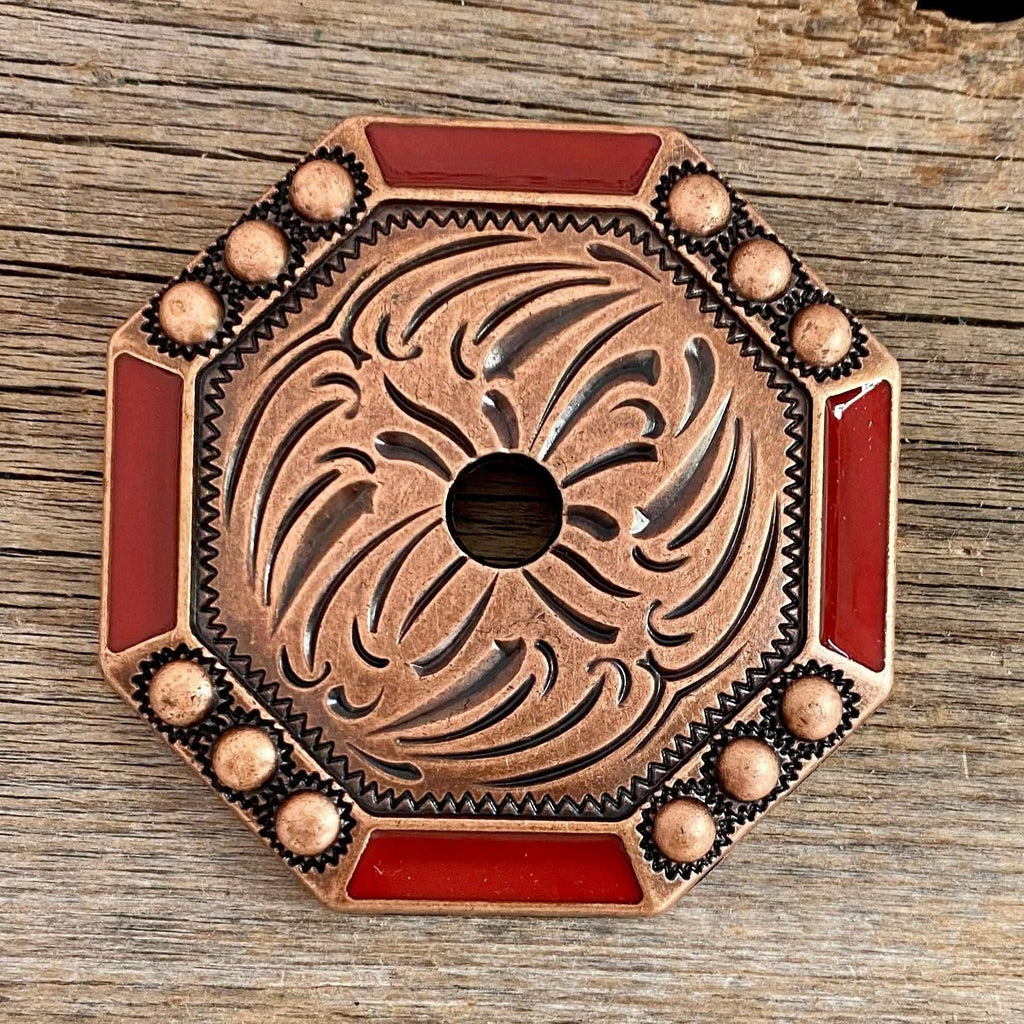 Copper Dot and Coral Enamel Western Concho Jacket 2.5" W223JK