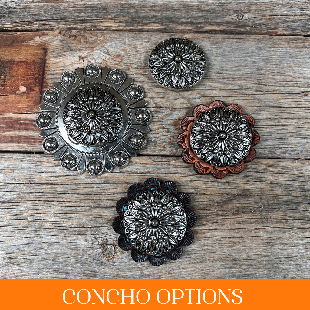 Antique Silver Floral Pinwheel Western Concho W227