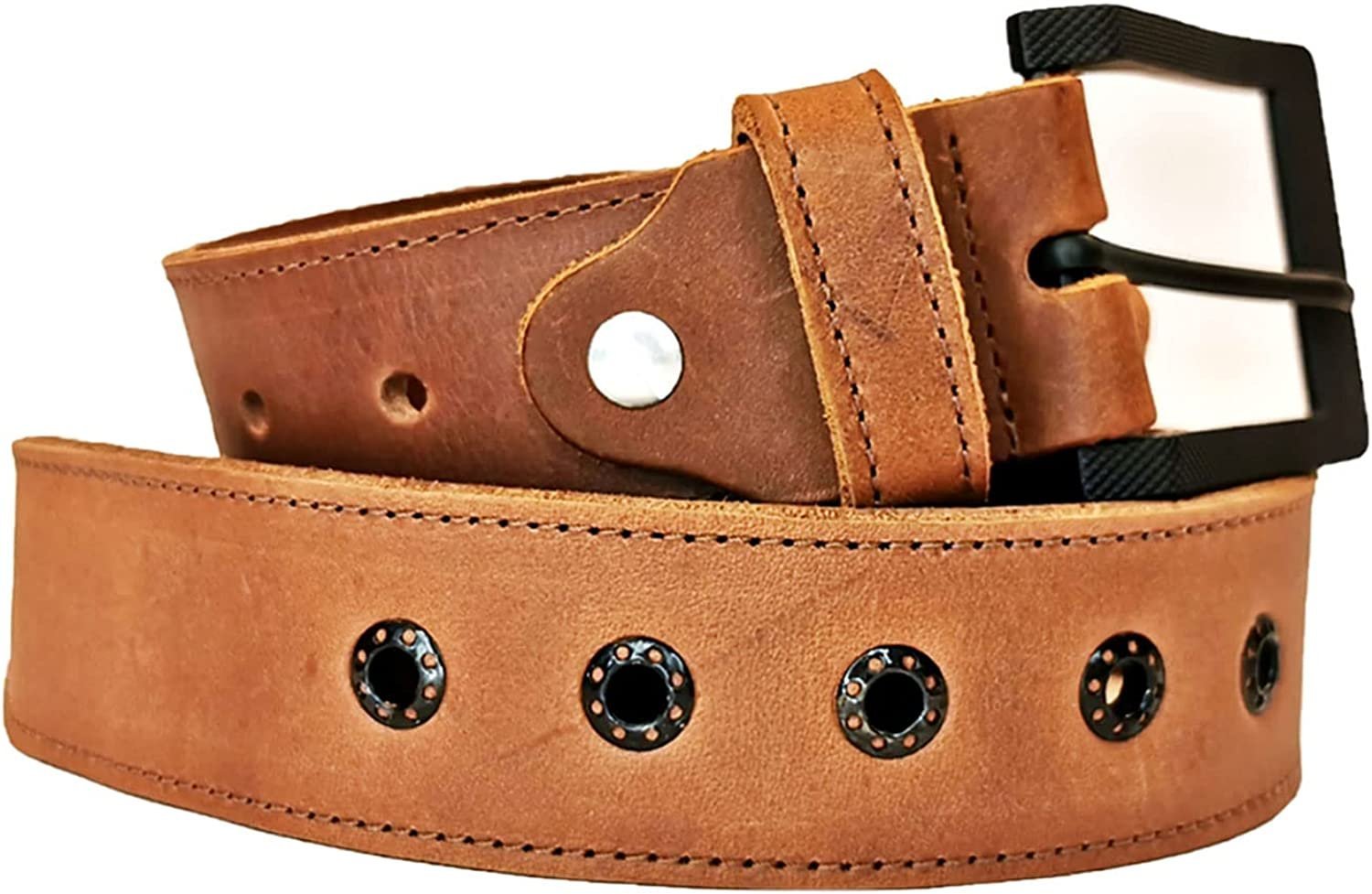 ELW Rustic Heavy Duty Full Grain Leather Belt for Men - Size 1.5”(3.8 cm) Wide & 32" to 46" Length