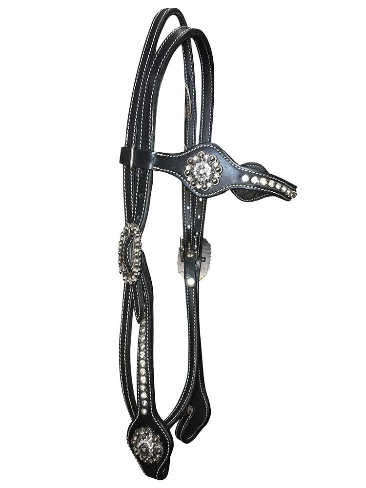 Biloxi Western Black Browband Headstall with Bling
