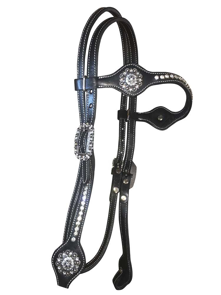 Biloxi Western Black Browband Headstall with Bling