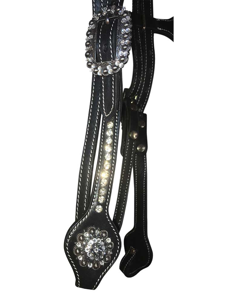Biloxi Western Black Browband Headstall with Bling