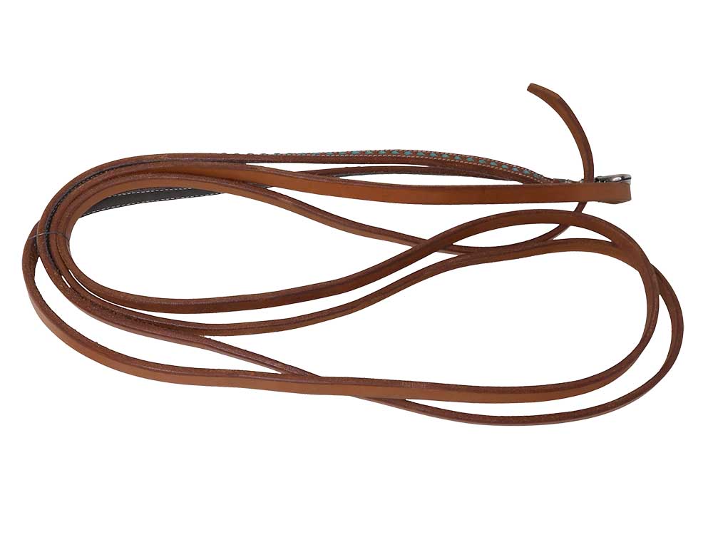Western Split Reins with Turquoise Buckstitching