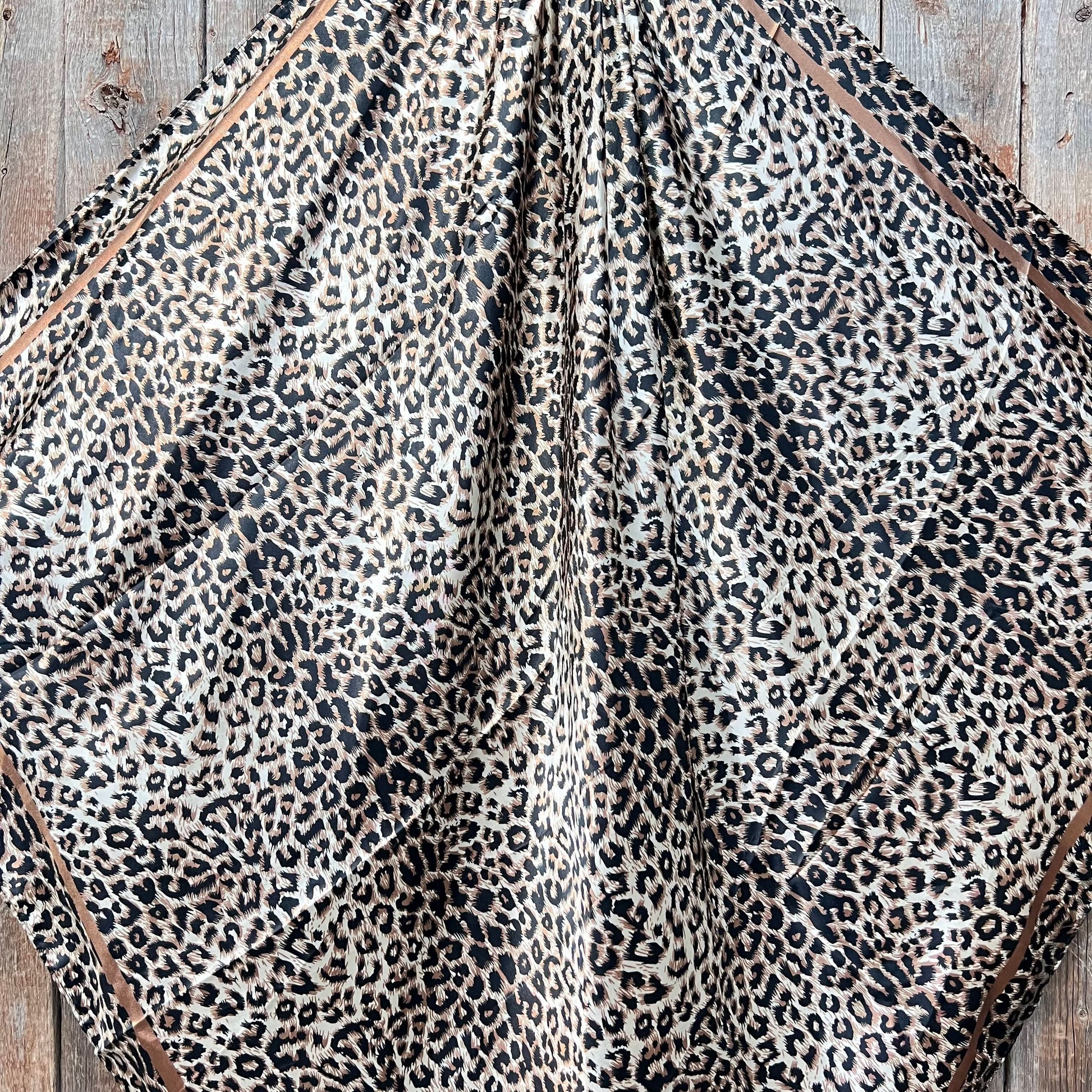 35X35" Tan Leopard Wild Rag / Scarf - Copper Jet, Champagne, Topaz Slide WRC168A