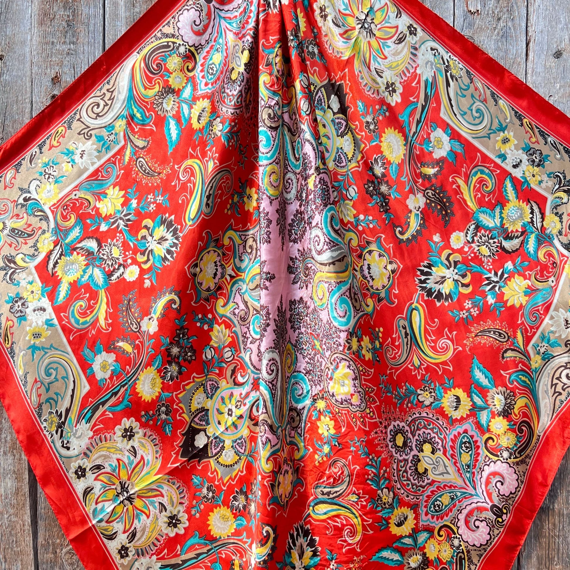 35X35" Red That So 70's Paisley Wild Rag / Scarf WR231