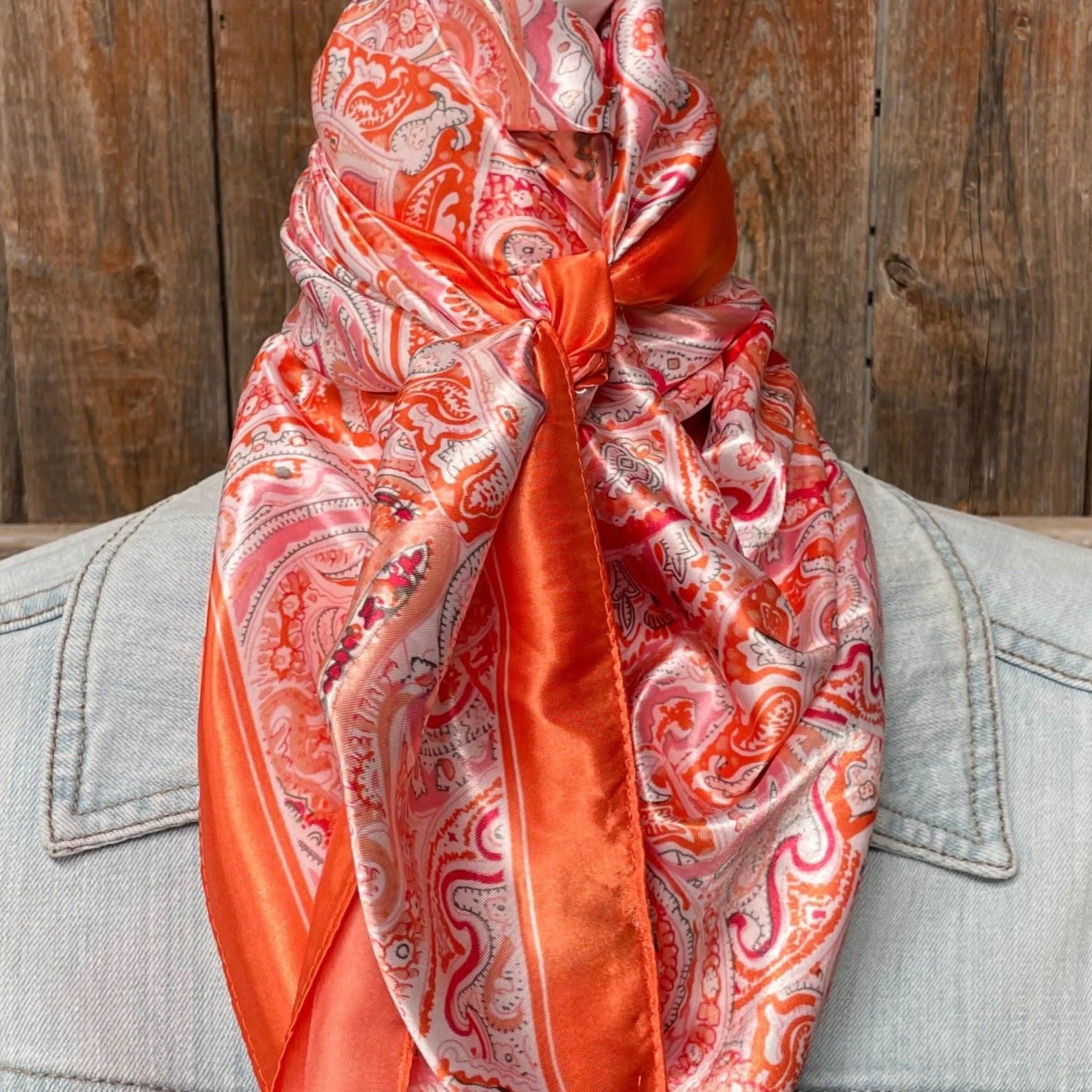 35X35"  Pink & Orange Paisley Wild Rag / Scarf WR3417