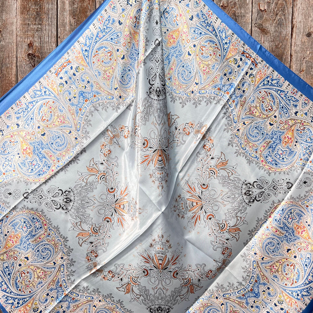 35X35"  Blue Floral Wild Rag / Scarf WR3419