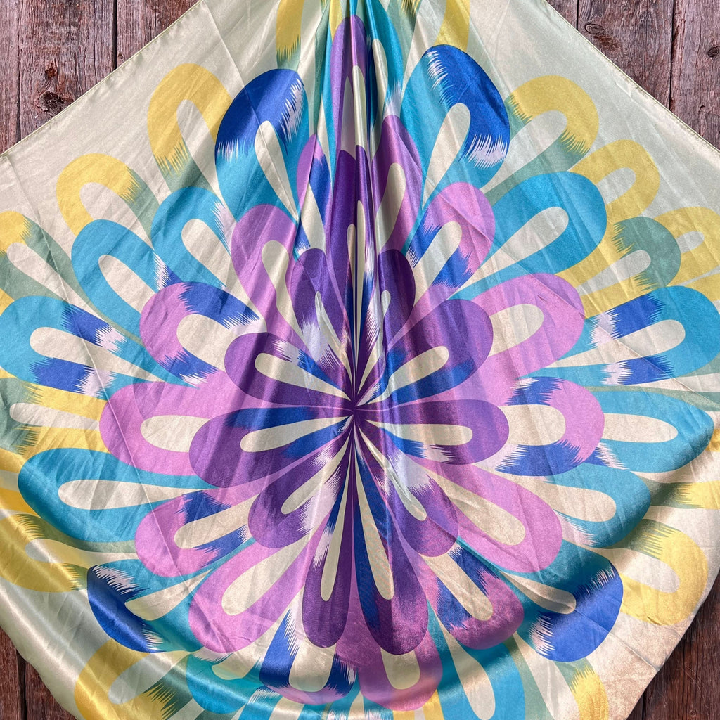 35X35"  Purple & Green Multi-Colored Wild Rag / Scarf WR613