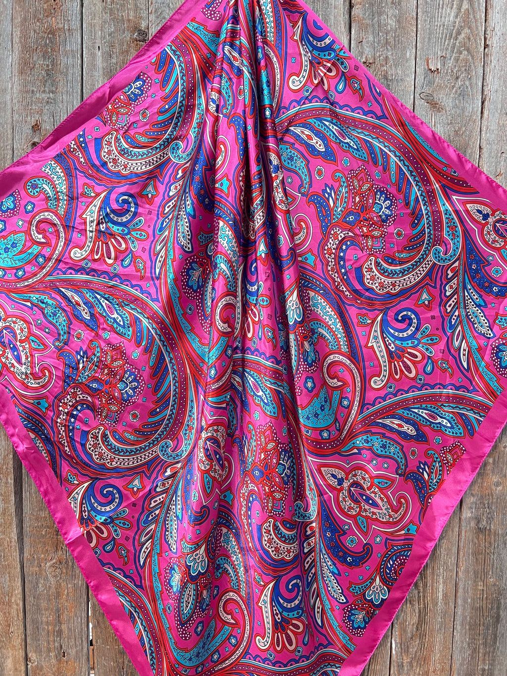 35X35"  Pink Hippie Paisley Wild Rag / Scarf WR904
