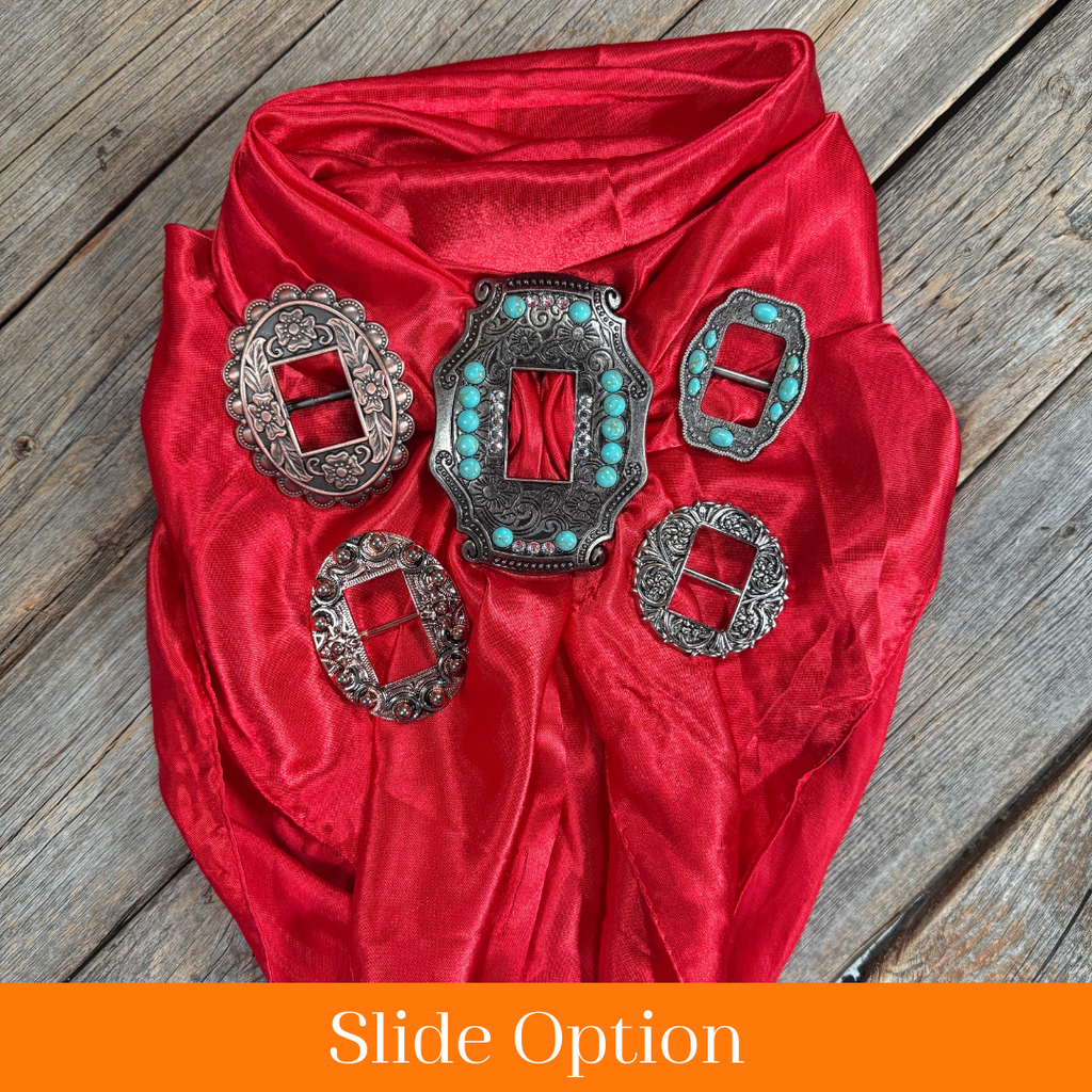 35X35" Solid Electric Red Wild Rag / Scarf WRS10 - Buckle Wild Rag Slides - Assorted