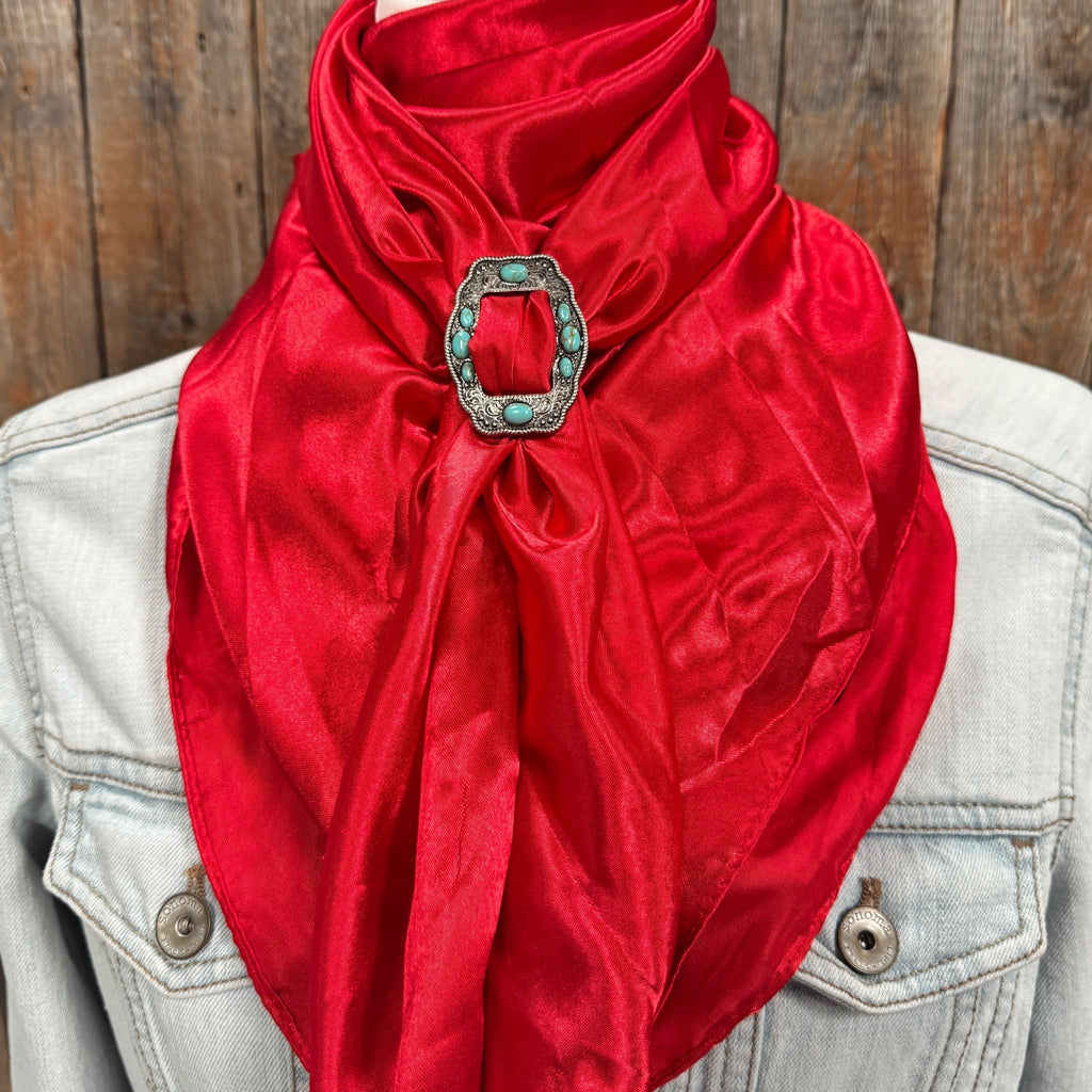 35X35" Solid Electric Red Wild Rag / Scarf WRS10 - Buckle Wild Rag Slides - Assorted